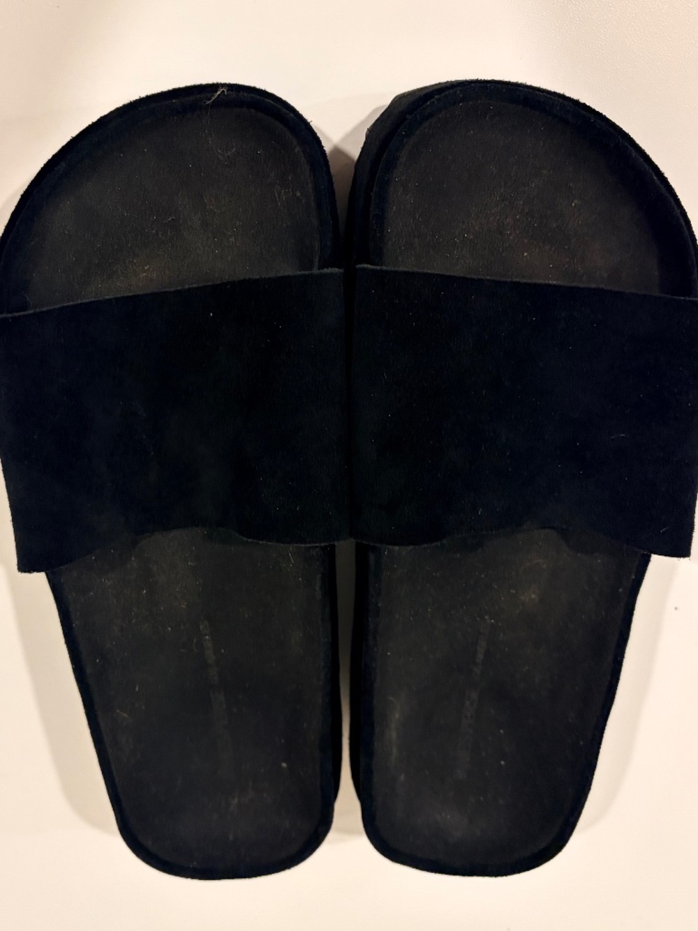 James Perse suede platform slides